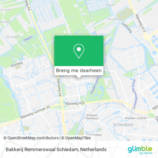 Bakkerij Remmerswaal Schiedam kaart