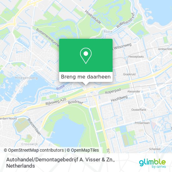 Autohandel / Demontagebedrijf A. Visser & Zn. kaart
