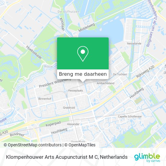 Klompenhouwer Arts Acupuncturist M C kaart