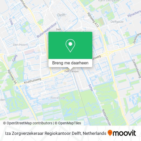 Iza Zorgverzekeraar Regiokantoor Delft kaart