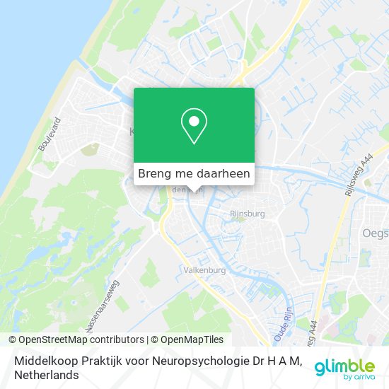 Middelkoop Praktijk voor Neuropsychologie Dr H A M kaart