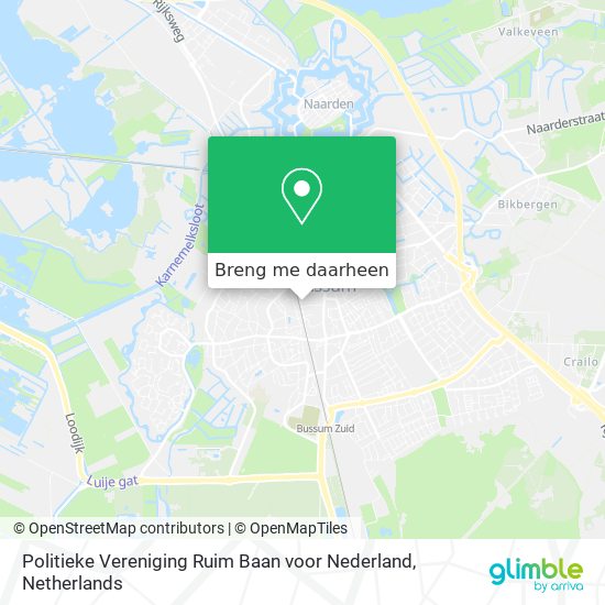 Politieke Vereniging Ruim Baan voor Nederland kaart