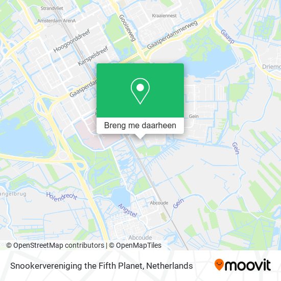 Snookervereniging the Fifth Planet kaart