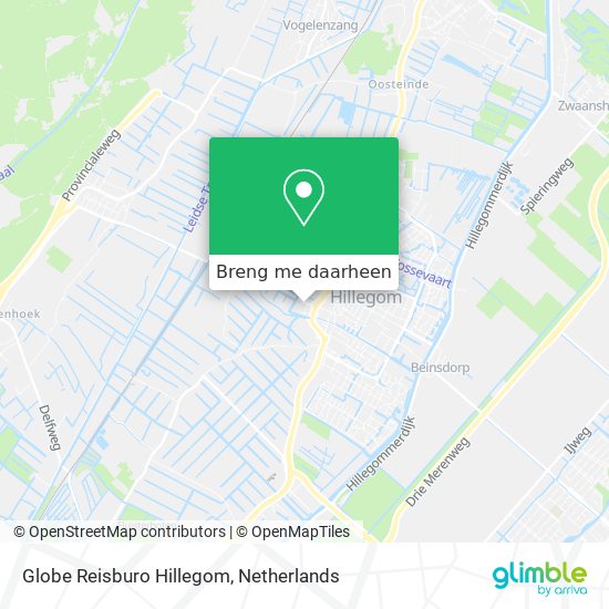 Globe Reisburo Hillegom kaart