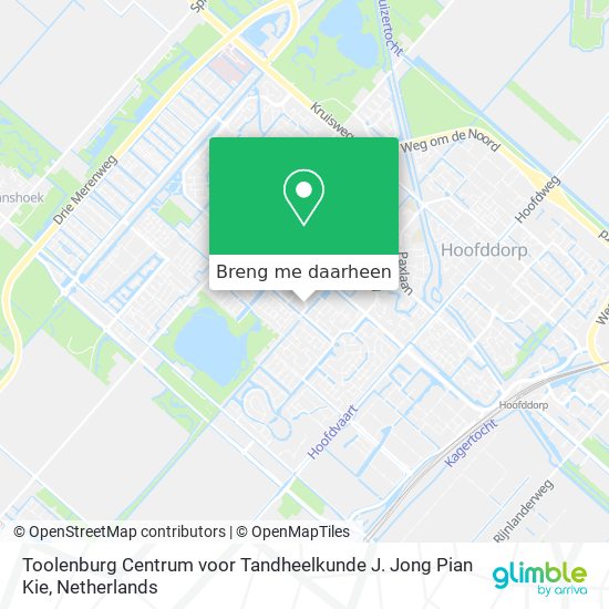 Toolenburg Centrum voor Tandheelkunde J. Jong Pian Kie kaart