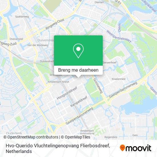 Hvo-Querido Vluchtelingenopvang Flierbosdreef kaart