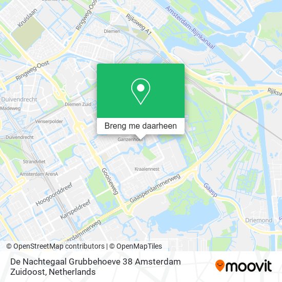 De Nachtegaal Grubbehoeve 38 Amsterdam Zuidoost kaart