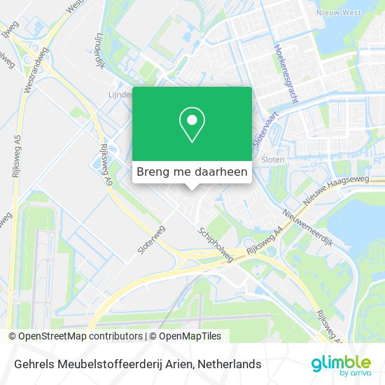 Gehrels Meubelstoffeerderij Arien kaart