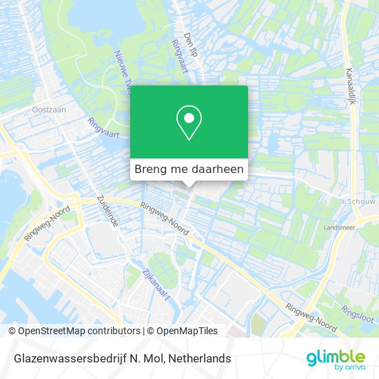 Glazenwassersbedrijf N. Mol kaart