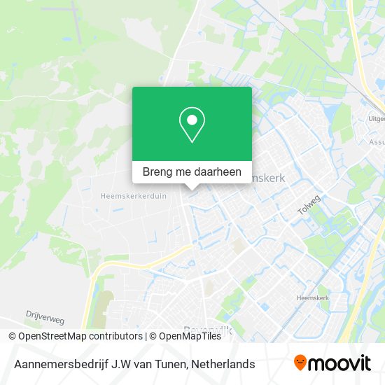 Aannemersbedrijf J.W van Tunen kaart