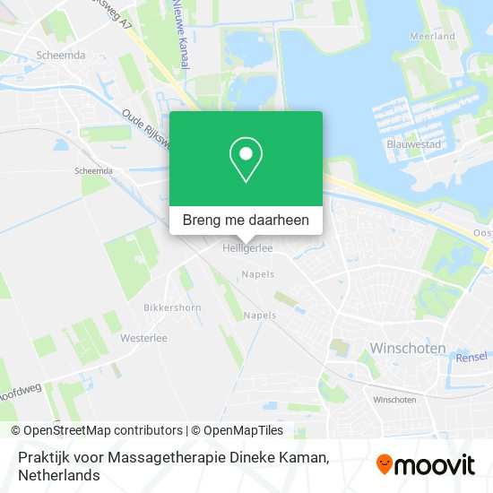 Praktijk voor Massagetherapie Dineke Kaman kaart