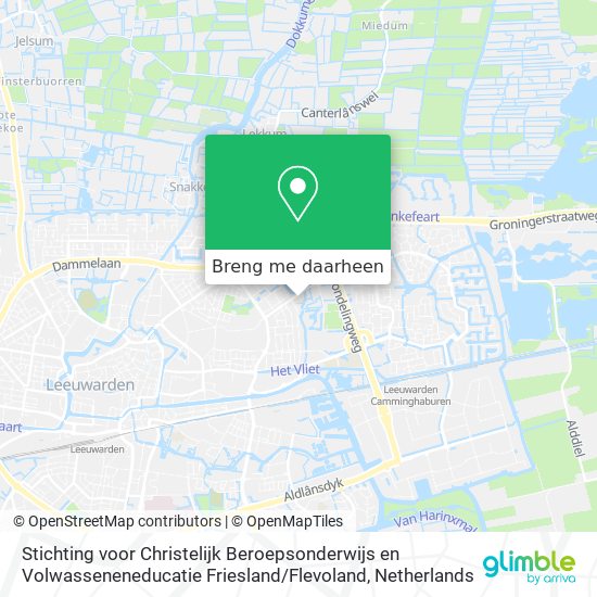 Stichting voor Christelijk Beroepsonderwijs en Volwasseneneducatie Friesland / Flevoland kaart