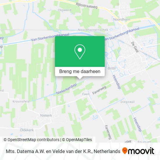 Mts. Datema A.W. en Velde van der K.R. kaart