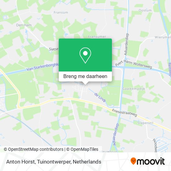 Anton Horst, Tuinontwerper kaart