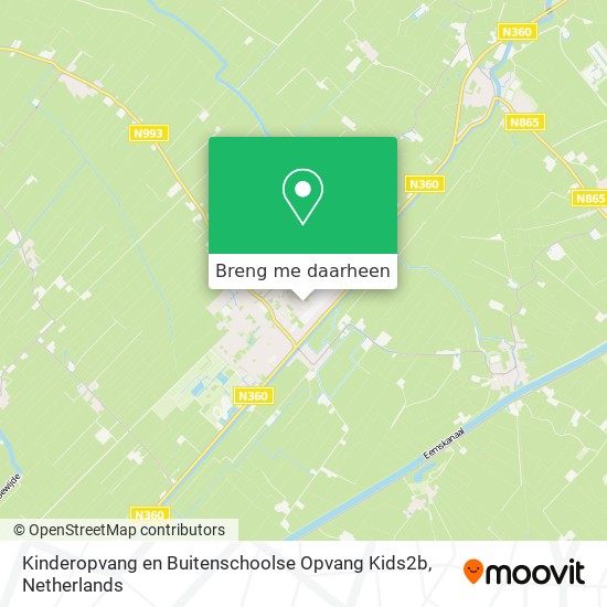 Kinderopvang en Buitenschoolse Opvang Kids2b kaart