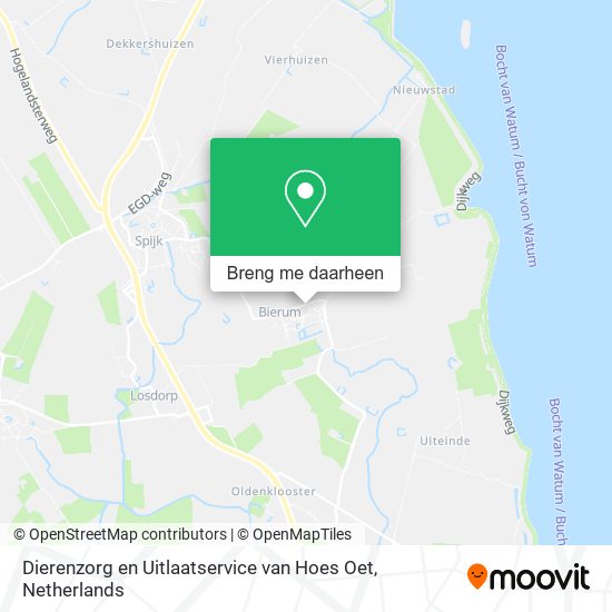 Dierenzorg en Uitlaatservice van Hoes Oet kaart