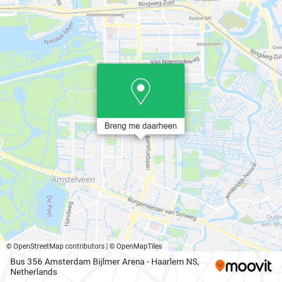 Bus 356 Amsterdam Bijlmer Arena - Haarlem NS kaart