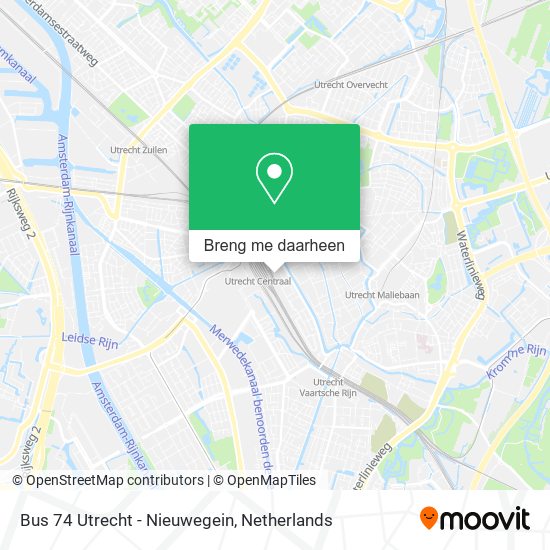 Bus 74 Utrecht -  Nieuwegein kaart