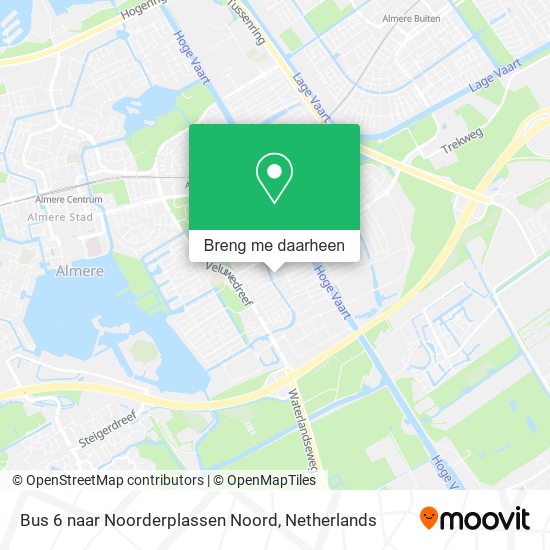 Bus 6 naar Noorderplassen Noord kaart
