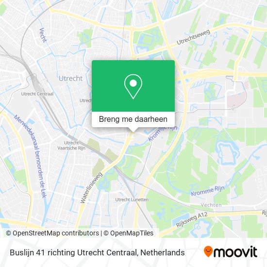 Buslijn 41 richting Utrecht Centraal kaart