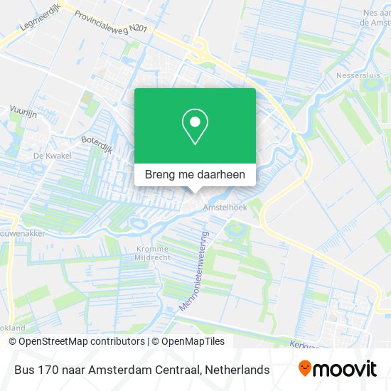 Bus 170  naar Amsterdam Centraal kaart