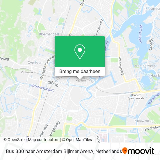 Bus 300 naar Amsterdam Bijlmer ArenA kaart