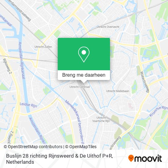 Buslijn 28 richting Rijnsweerd & De Uithof P+R kaart