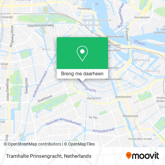 Tramhalte Prinsengracht kaart