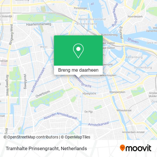 Tramhalte Prinsengracht kaart