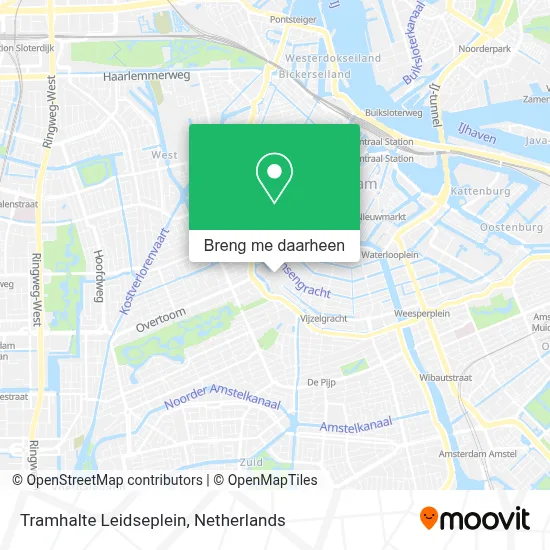 Tramhalte Leidseplein kaart