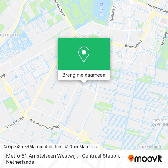 Metro 51 Amstelveen Westwijk - Centraal Station kaart
