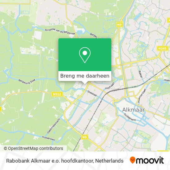 Rabobank Alkmaar e.o. hoofdkantoor kaart