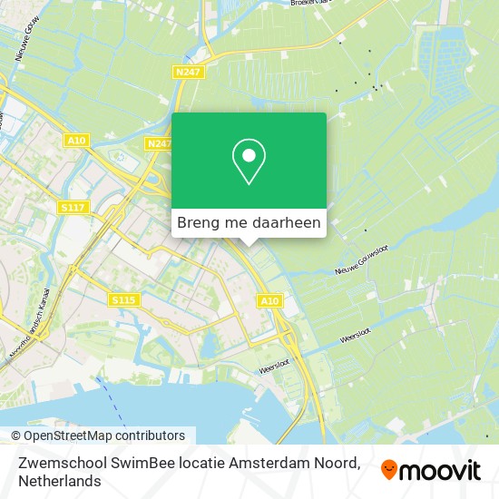 Zwemschool SwimBee locatie Amsterdam Noord kaart