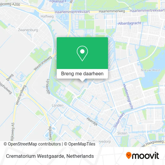 Crematorium Westgaarde kaart