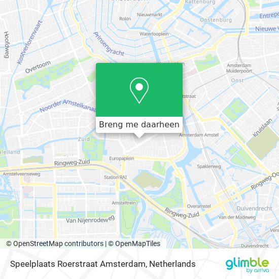 Speelplaats Roerstraat Amsterdam kaart