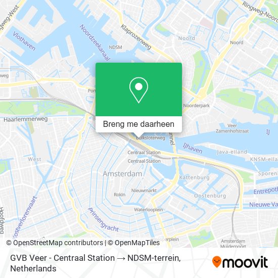 GVB Veer - Centraal Station → NDSM-terrein kaart