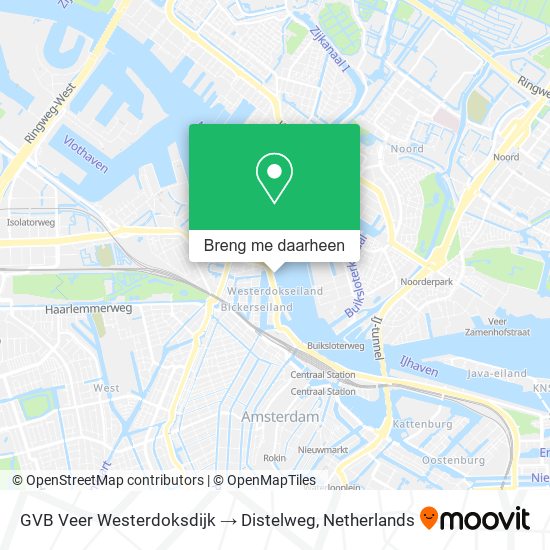 GVB Veer Westerdoksdijk → Distelweg kaart