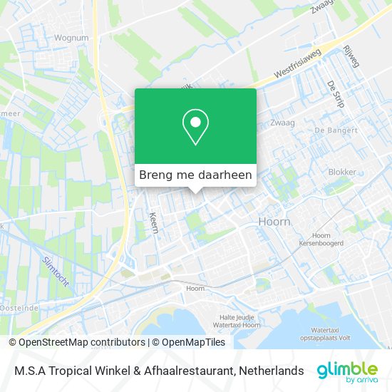 M.S.A Tropical Winkel & Afhaalrestaurant kaart