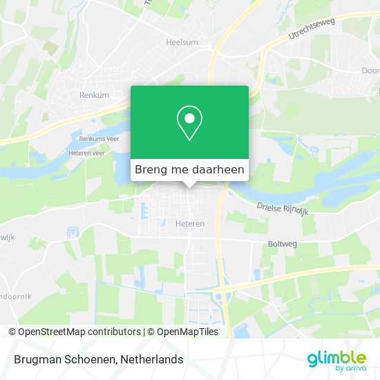Diplomatie struik plannen Hoe gaan naar Brugman Schoenen in Overbetuwe via Bus of Trein?