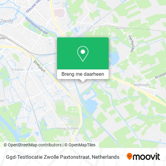 Ggd-Testlocatie Zwolle Paxtonstraat kaart