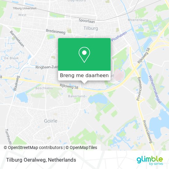 Tilburg Oeralweg kaart