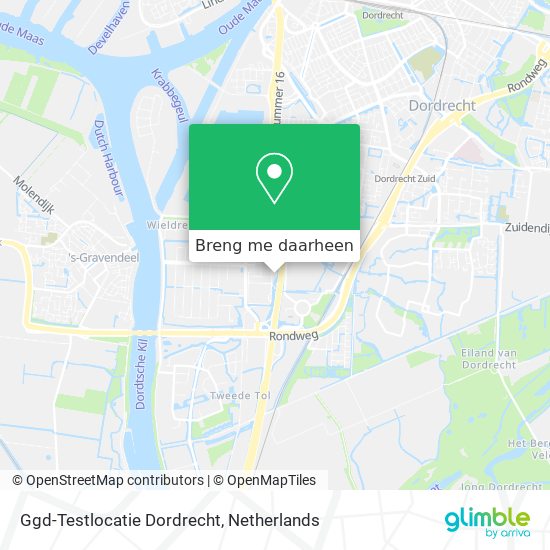 Ggd-Testlocatie Dordrecht kaart