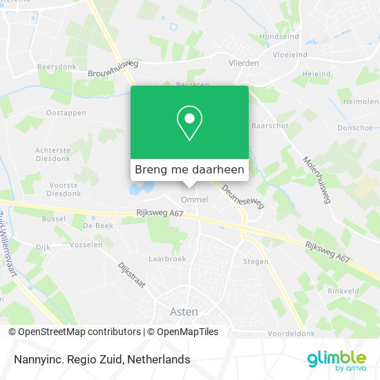 Nannyinc. Regio Zuid kaart