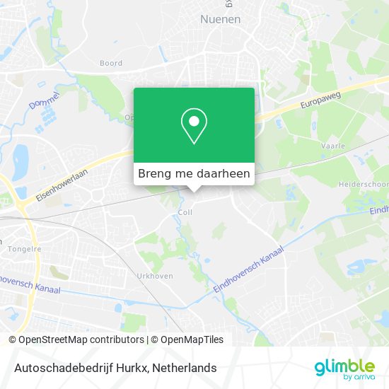 Autoschadebedrijf Hurkx kaart