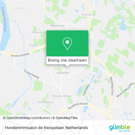 Hondentrimsalon de Kwispelaer kaart