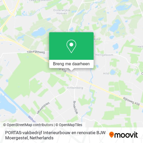 PORTAS-vakbedrijf Interieurbouw en renovatie BJW Moergestel kaart