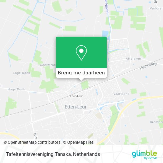 Tafeltennisvereniging Tanaka kaart