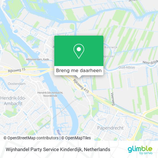 Wijnhandel Party Service Kinderdijk kaart