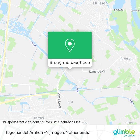 Tegelhandel Arnhem-Nijmegen kaart