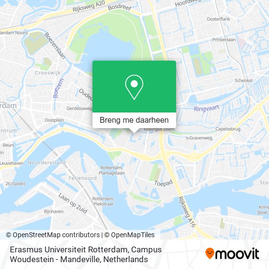 Erasmus Universiteit Rotterdam, Campus Woudestein - Mandeville kaart